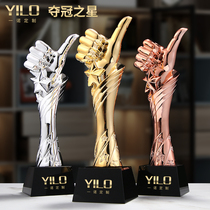 Thumb trophy award five-pointed star Crystal resin creative games souvenir pin crown gold-plated trophy customization