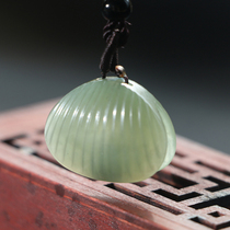 Xinjiang Hetian jade pendant value Qinghai material shell pendant mens and womens jade jade pendant