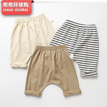 ins childrens clothing spring and summer clothing boys and girls Children Baby big pp loose trousers Joker striped sports pants casual pants
