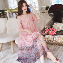 Maternity dress fairy super fairy summer chiffon 2021 new high-end sense net red suit long skirt summer dress