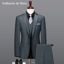 (Aojia)suit suit mens pure wool high-grade formal gray groom wedding dress custom suit men