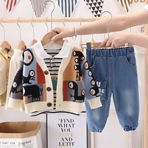 Baby autumn suit 1 a 3-4 year old tide boy clothes spring and autumn 2021 new children three sets out tide clothes