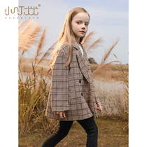 Girl Plaid Suit 2021 Spring and Autumn New Childrens foreign style jacket profile big child check European and American style suit