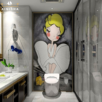  Nordic bathroom toilet background tile Modern light luxury rain shower mural microcrystalline stone balcony parquet Monroe