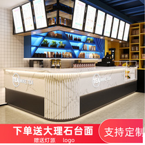Milk tea shop bar cashier counter water bar bar simple arc marble front desk coffee dessert shop corner customization