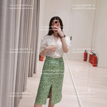 sandro 21 spring and summer small daisy printing single breasted split slim skirt female SFPJU00483