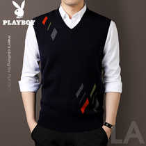 Playboy spring and autumn pure wool mens vest sweater waistcoat vneck
