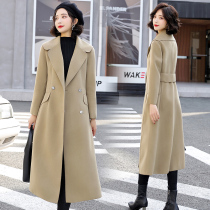 Double wool coat womens high-end temperament 2020 new winter Korean version of loose knee pure wool woolen coat winter
