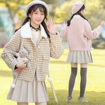 Girl winter coat college style high school junior high school students Korean version of loose autumn imitation mink fleece coat Academy style