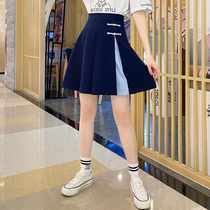 Girl skirt high waist skirt small man summer junior high school students high school girls Chinese style buckle skirt
