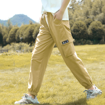 Girls autumn overalls overalls high school junior high school students spring and autumn feet sports trousers loose big children casual pants