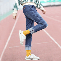 Girls autumn clothes New Tide junior high school students Korean casual Joker pencil pants college style female middle school students denim pants