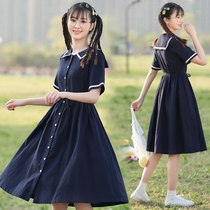 Navy collar dress junior high school students summer hipster thin Japanese dress girl College Style summer dress