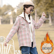 2020 Autumn and Winter new girls winter college style high school students Korean version of thick velvet shirt medium length
