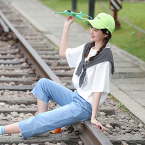 Girl cotton T-shirt 2020 Summer new junior high school student jacket loose Korean version of high school students short sleeve summer dress