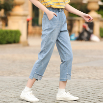 Girl summer Jeans junior high school students straight Korean version of Joker thin old pants high school students summer pants tide
