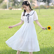 Junior high school student fairy dress summer long high school girls Big Boy Summer chiffon knee long skirt