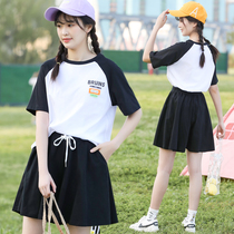 Junior high school students sports skirt pants suit women teenagers high school girls summer loose shorts two-piece tide