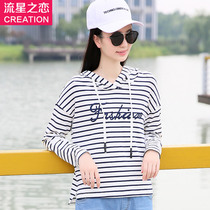 Girl Korean slim stripe T-shirt female 2020 Spring and Autumn new junior high school students autumn coat tide