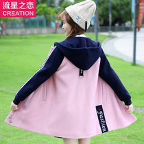 Girl Korean version of thick woolen coat long 2017 autumn and winter new junior high school students winter woolen coat