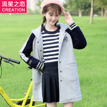 Girls spring clothes baseball clothes jacket long autumn and winter new junior high school students winter clothes college style
