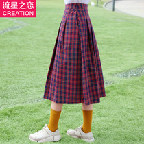 Meteor Love 2020 Spring and Autumn New Middle School Students Autumn Dress College Style Girls Autumn Plaid Skirt