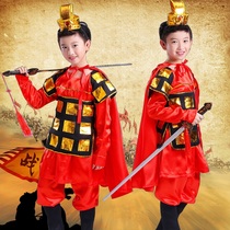 Childrens Mulan poems perform costume men and women armor ancient soldier general Mu Guiying perform costume stage play
