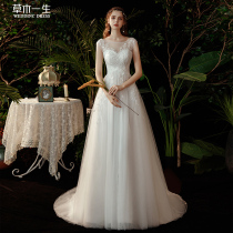 2021 new summer simple light wedding dress dress bridal forest 2020 pregnant women cover pregnant belly small tailing