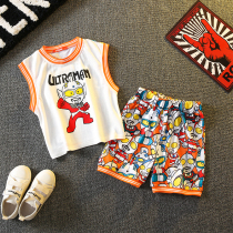 Ottman clothes boy summer vest suit 2022 new sleeveless shorts thin summer dress ocean gas casual tide
