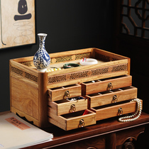 Myanmar pear jewelry storage box gift jewelry large capacity desktop Chinese jewelry box retro wooden jewelry box