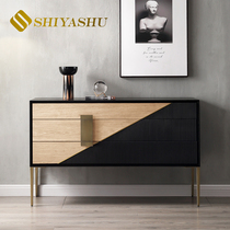 Light luxury modern dining side cabinet locker Italian solid wood entrance cabinet Dining room locker Living room side cabinet Partition cabinet