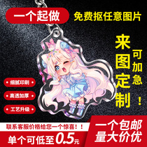 Acrylic key buckle personality photo small hanging diy cartoon animation advertising chain for couples