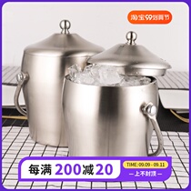 Thickened double-layer stainless steel ice bucket with lid red wine bar utensils warm cold champagne bucket ice wine bucket