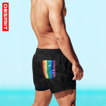  Desmiit dry surfers mens beach pants quick-drying boxer swimming trunks loose seaside vacation rainbow shorts sports