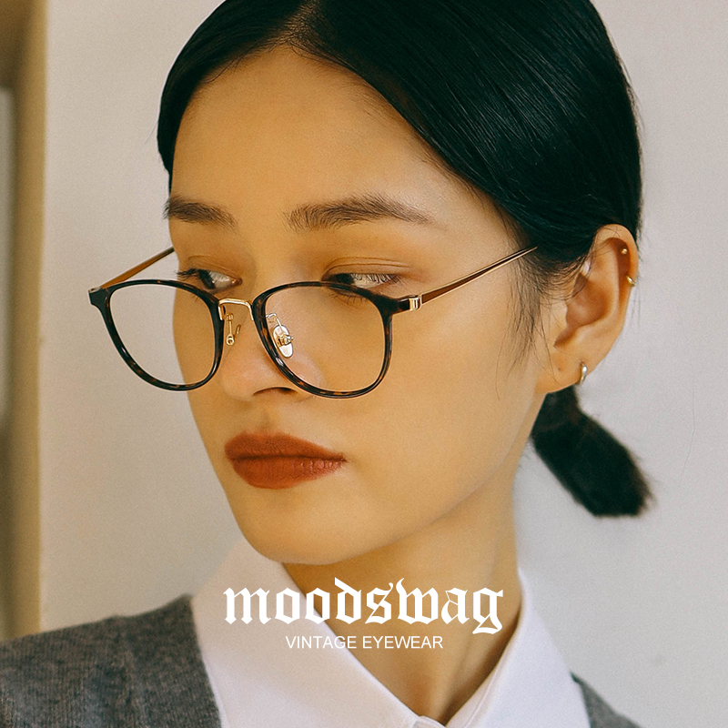 Ink Shou Japanese retro black frame eye frame frame male tide round face thin height myopia glasses female degree can be matched