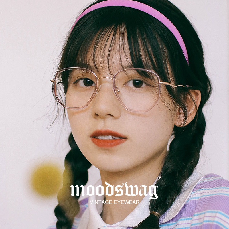 Ink purple transparent anti-blu-ray glasses show the face of small womens net red square large frame plain face god eye anti-fatigue