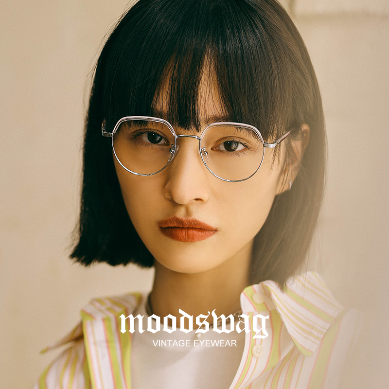 Ink transparent gold silk half-framed glasses ins wind big face thin Korean version of the tide eye frame female myopia degree