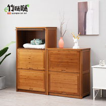 Solid Wood simple wardrobe bamboo storage locker multi-level floor space bedroom cabinet kitchen shelf