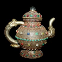 (Water purifier)Sapphire Crystal Gemstone inlaid Nepal Filigree Sterling Silver Nepal