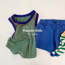 LUCKI KIDS Korean childrens clothing Boys middle and small childrens fashion childrens summer new niche retro style vest new ELF