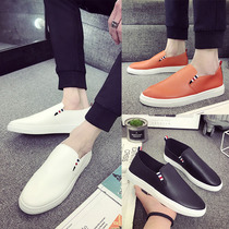 Summer tide shoes mens casual lazy people Korean version of board shoes British hundred white shoes small white leather shoes a pedal Bean shoes men