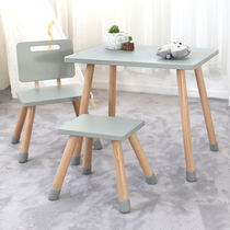 ins childrens table and chair set writing table kindergarten 4-year-old home games early education learning wooden baby small square table