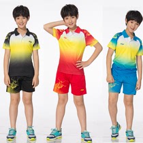 Children volleyball clothing yu mao qiu fu suit men tennis togs short sleeve children ping pang qiu fu custom breathable quick-drying