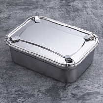 304 stainless steel crisper box with buckle steel lid sealed box refrigerator rectangular large capacity food storage box
