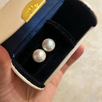 18k gold big pearl earrings female akoya light luxury high-end fashion earrings 2023 new 999 sterling silver earrings