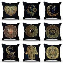 New cross-border Nordic style simple fashion black gold sun moon pillow cover Ramadan Mandala pillow cover