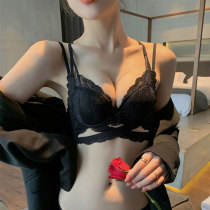 Lace pure underwear womens small chest thickened gathering flat chest special sexy without steel ring anti-sagging text bra set