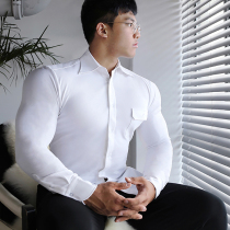 Meat Change Department Muscle Suit Mens Shirt Ultra High Elasticity Light Spring Summer Business Casual Work Fitness Blouse