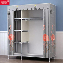  Simple wardrobe rental room household bedroom common wardrobe steel pipe bold reinforcement strong and durable small apartment hanging wardrobe