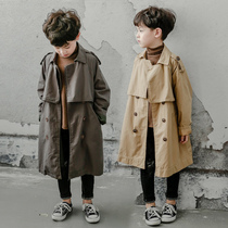 Childrens windbreaker jacket boy 2023 new Korean version spring and autumn casual middle-length foreign style medium big boy British style